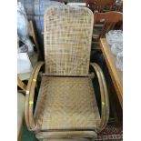 RATTAN AND BAMBOO CONSERVATORY CHAIR WITH PULL-OUT FOOT REST