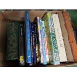TWO BOXES OF BOOKS INCLUDING A BIOGRAPHY OF ALAN COTTON