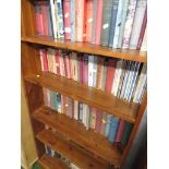 FIVE SHELVES OF BOOKS INCLUDING BIOGRAPHY OF CHURCHILL AND NOVELS OF JOHN BUCHAN