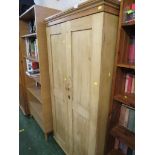 STRIPPED PINE TWO DOOR STORAGE CUPBOARD WITH FOUR SHELVES