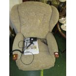 SHERBORNE LIFT AND RISE ELECTRIC RECLINING ARMCHAIR IN LIGHT BROWN UPHOLSTERY