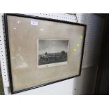 ENGRAVING OF SHEPHERD WITH SHEEP, PENCIL ENDORSEMENTS, FRAMED GLAZED