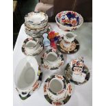 A GAUDY POTTERY BOWL TOGETHER WITH OTHER VARIOUS PATTERNED DISHES