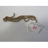 YELLOW METAL PART BELCHER NECK CHAIN, STAMPED 9C, LENGTH 37CM, 10.1G