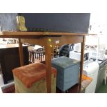 TWO TEAK DRAW-LEAF KITCHEN TABLES