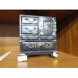 MINIATURE LACQUERED JAPANESE STYLE JEWELLERY CHEST