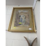 WATERCOLOUR OF RUINED BUILDING, FRAMED AND GLAZED