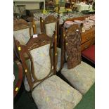SET OF FOUR MAHOGANY FRAMED EDWARDIAN DINING CHAIRS RE-UPHOLSTERED WITH PALE FABRIC