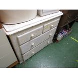 PINE CHEST OF TWO SHORT OVER TWO LONG DRAWERS PAINTED WHITE (A/F)