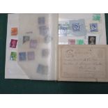 STAMP STOCK BOOK WITH BRITISH STAMPS AND A NETHERLANDS NOTE CARE DATED 1871
