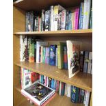 FOUR SHELVES OF FICTION AND REFERENCE BOOKS INCLUDING BIOGRAPHY