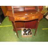 REPRODUCTION MAHOGANY VEENERED TWO-DRAWER SIDE TABLE
