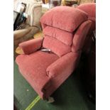 SHERBORNE TOUCH STOP ELECTRIC LIFT AND RISE RECLINING ARMCHAIR IN PINK UPHOLSTERY