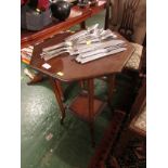 MAHOGANY TWO-TIER OCTAGONAL SIDE TABLE