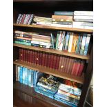 FOUR SHELVES OF BOOKS INCLUDING CHARLES DICKENS, BERNARD CORNWELL AND AUTOBIOGRAPHIES, TOGETHER WITH