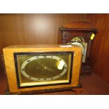 TWO WOODEN CASED MANTEL CLOCKS CONVERTED TO QUARTZ MOVEMENT