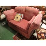 KNOLL STYLE DROP-END SOFA IN RED UPHOLSTERY