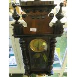 STAINED MAHOGANY CASE CHIMING WALL CLOCK