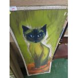 UNFRAMED OIL ON BOARD OF SIAMESE CAT