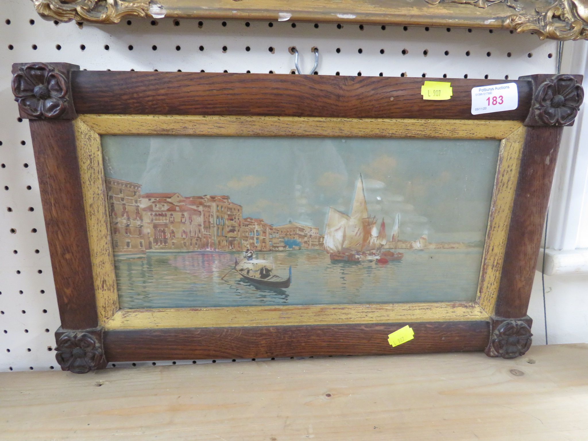 WATERCOLOUR LANDSCAPE OF A VENETIAN SCENE, GLAZED AND IN AN OAK FRAME