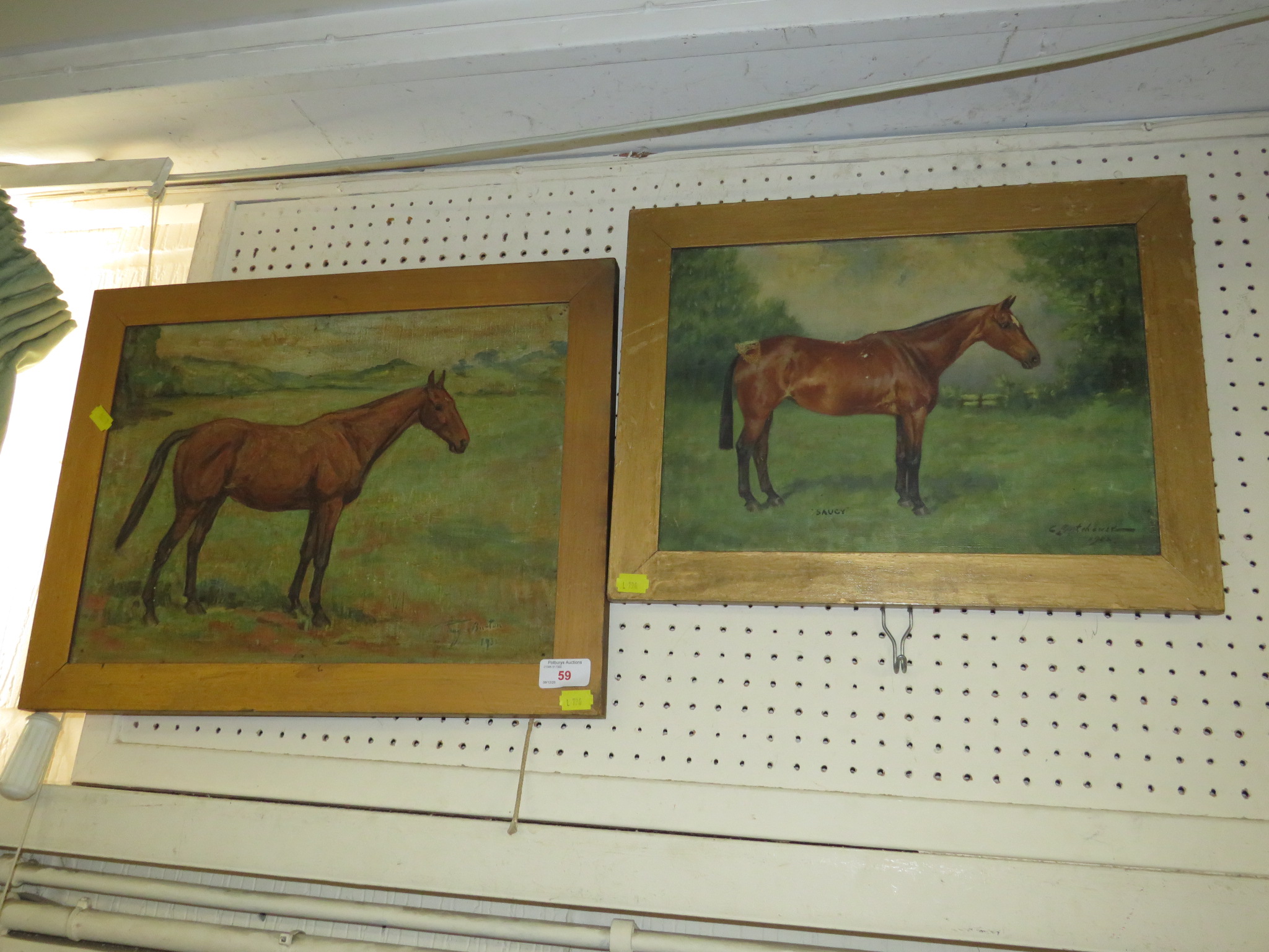 FRAMED OIL ON CANVAS OF HORSE SIGNED AND DATED 1932 LOWER RIGHT, TOGETHER WITH ONE OTHER CANVAS OF