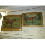 FRAMED OIL ON CANVAS OF HORSE SIGNED AND DATED 1932 LOWER RIGHT, TOGETHER WITH ONE OTHER CANVAS OF