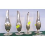 FOUR WHITE METAL STEM VASES WITH FLOWER SHOW PRESENTATION ENGRAVINGS (OF WHICH THREE ARE STAMPED
