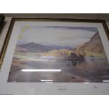 FRAMED AND GLAZED COLOURED PRINT RYDALL WATER AFTER W HEATON COOPER