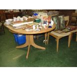 NATHAN LIGHTWOOD OVAL EXTENDING DINING TABLE WITH A SET OF FOUR DINING CHAIRS WITH UPHOLSTERED SEATS