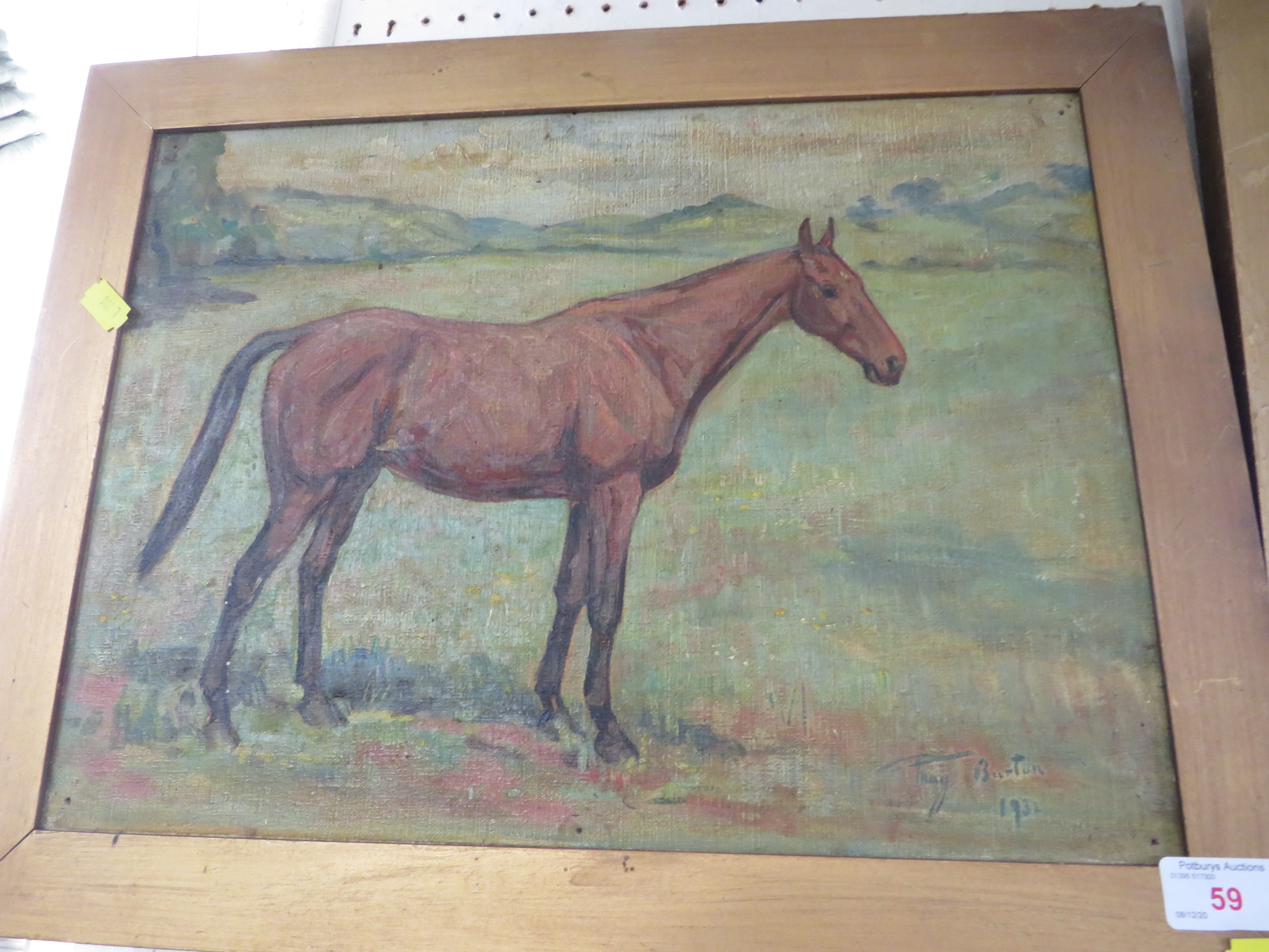 FRAMED OIL ON CANVAS OF HORSE SIGNED AND DATED 1932 LOWER RIGHT, TOGETHER WITH ONE OTHER CANVAS OF - Image 2 of 3