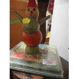 VINTAGE CHILDREN'S PUZZLE TOGETHER WITH WOODEN CLOWN TOY (SOLD AS DECORATIVE ITEMS ONLY)