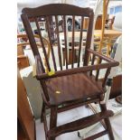 WOODEN CHILDS HIGH CHAIR (SOLD AS DECORATIVE ITEM ONLY