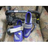 SET OF PROFILE HANDLEBARS, PAIR OF CARNAC CYCLING SHOES WITH PEDALS AND OTHER ITEMS