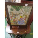 WOODEN FRAMED FIRE SCREEN WITH NEEDLEWORK