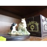 BORDER FINE ARTS FIGURINE LAMB AND BORDER COLLIE PUP WITH BOX