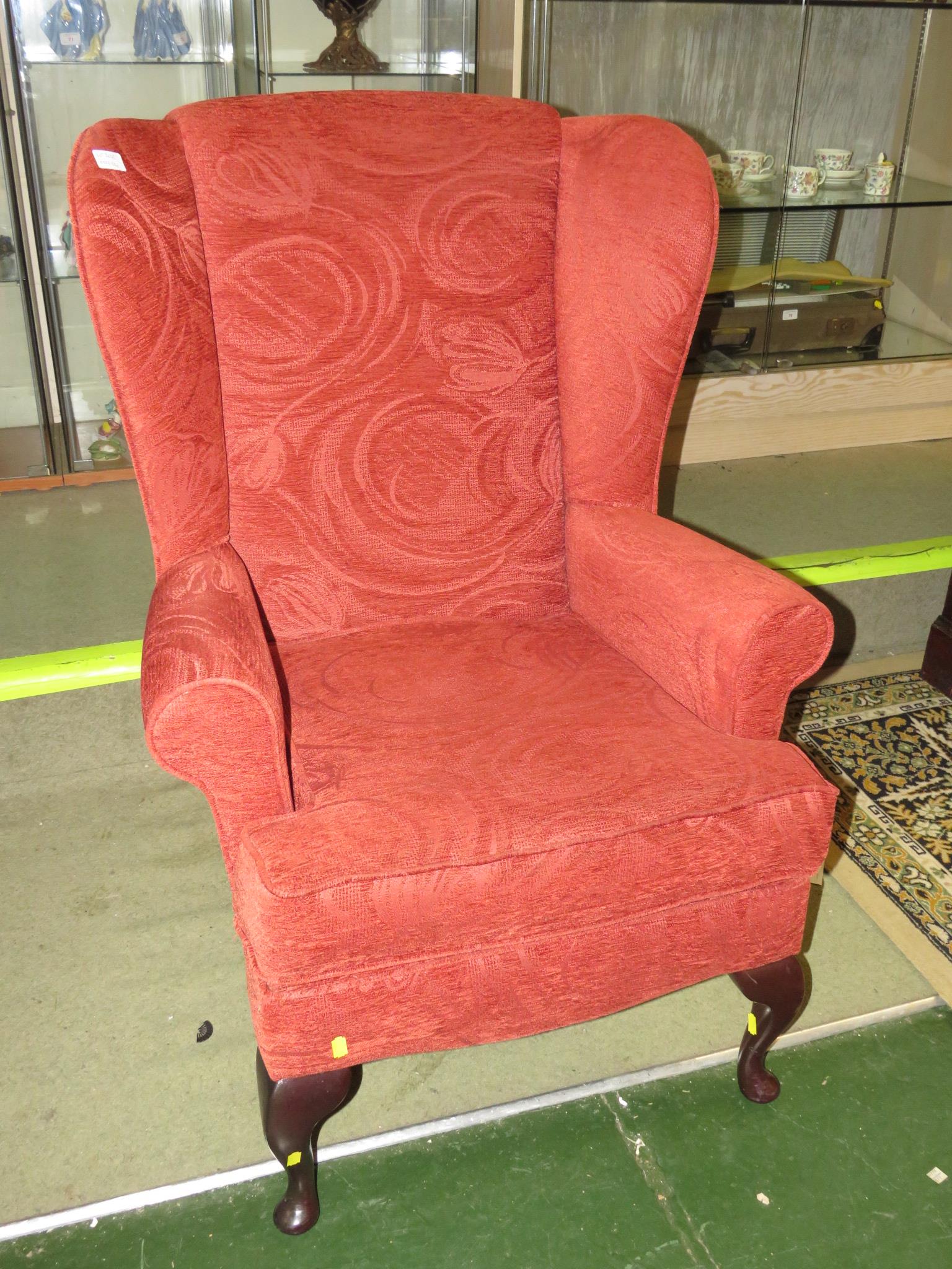 SHERBORNE WINGBACK ARMCHAIR IN HENDON TERRACOTTA UPHOLSTERY