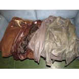 ARNAUD LADIES BROWN LEATHER JACKET, AND THREE OTHER LEATHER JACKETS