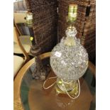 GLASS BODIED TABLE LAMP AND CAST METAL TABLE LAMP (BOTH NEED REWIRES)