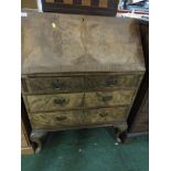 MAHOGANY AND WALNUT VENEERED FOUR-DRAWER BUREAU