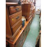 WOOD VENEERED TEN-DRAWER DRESSING CHEST WITH MIRROR, TOGETHER WITH MATCHING BEDSIDE CHEST A/F