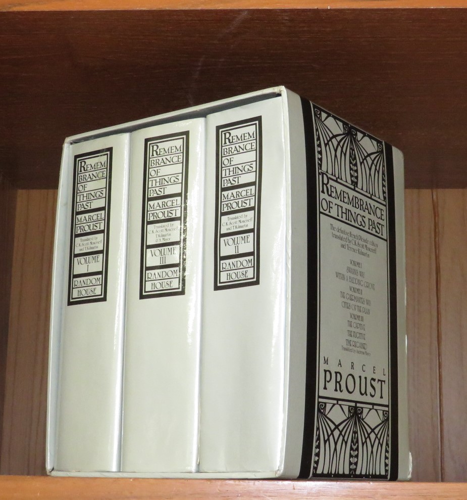 MARCEL PROUST REMEMBRANCE OF THINGS PAST, THREE VOLUMES, PUBLISHED BY RANDOM HOUSE, IN SLIP CASE