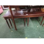 MAHOGANY VENEERED COFFEE TABLE WITH TWO OCCASIONAL TABLES