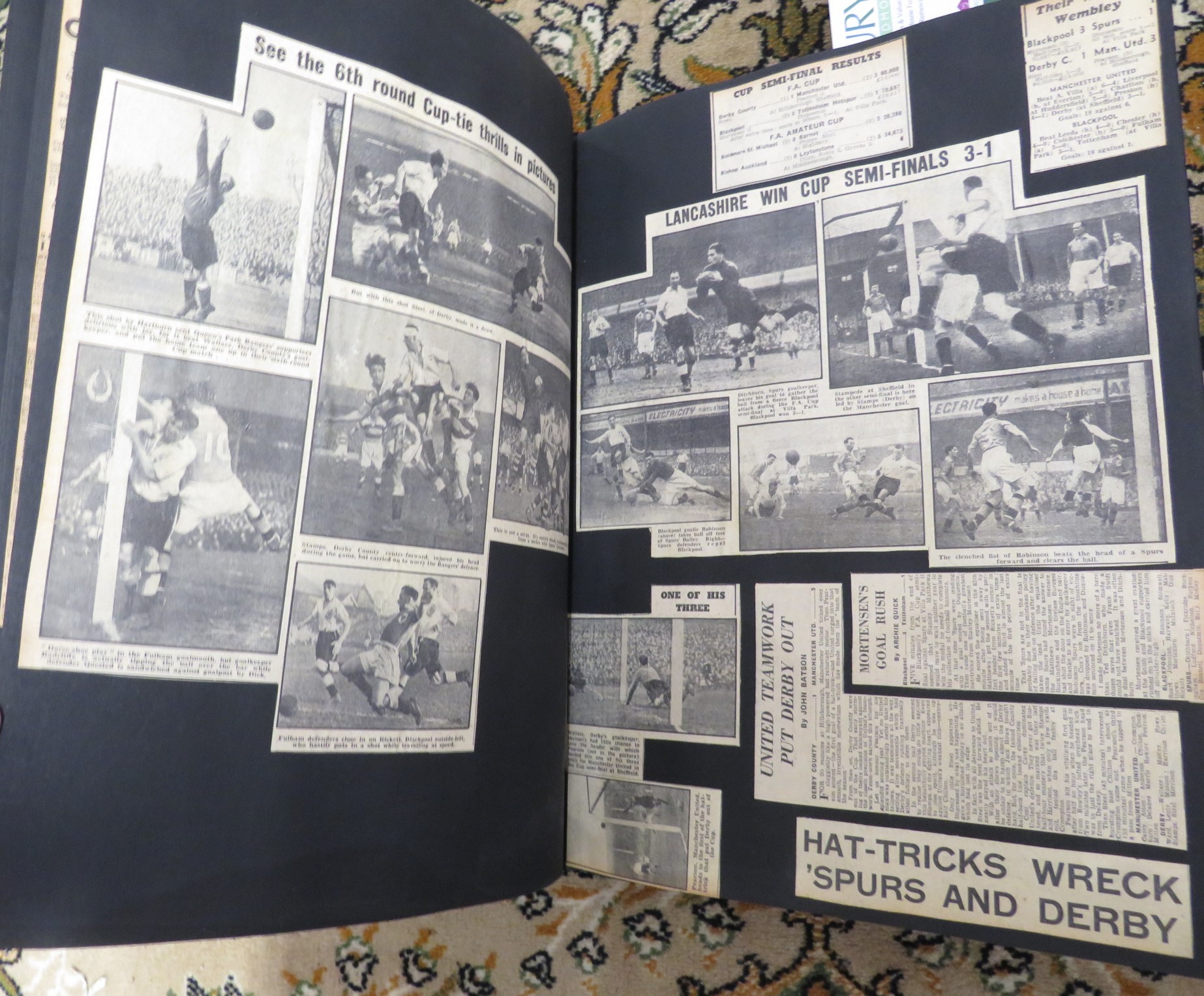 A SCRAPBOOK WITH FOOTBALL RELATED NEWSPAPER CUTTINGS MAINLY FROM THE 1940S AND PASTED WITH AN - Image 5 of 5