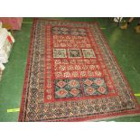 COURISTAN 'ROYAL KAZAK BURGUNDY' GEOMETRIC PATTERN RUG (240CM X 340CM)