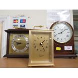 THREE QUARTZ MANTLE CLOCKS, INCLUDING COMITTI OF LONDON