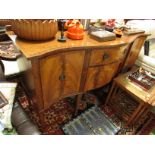 REPRODUCTION REGENCY MAHOGANY VENEERED SIDEBOARD WITH TWO DRAWERS AND TWO CUPBOARD DOORS