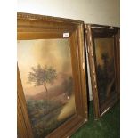 PAIR OF OIL ON BOARD SCENES DEPICTING RIVER TREES AND MOUNTAINS BEYOND, BOTH SIGNED LOWER LEFT