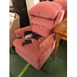 SHERBORNE TOUCH STOP ELECTRIC LIFT AND RISE ARMCHAIR IN SALMON PINK UPHOLSTERY