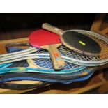 FOUR TENNIS RACKETS AND TWO TABLE TENNIS BATS