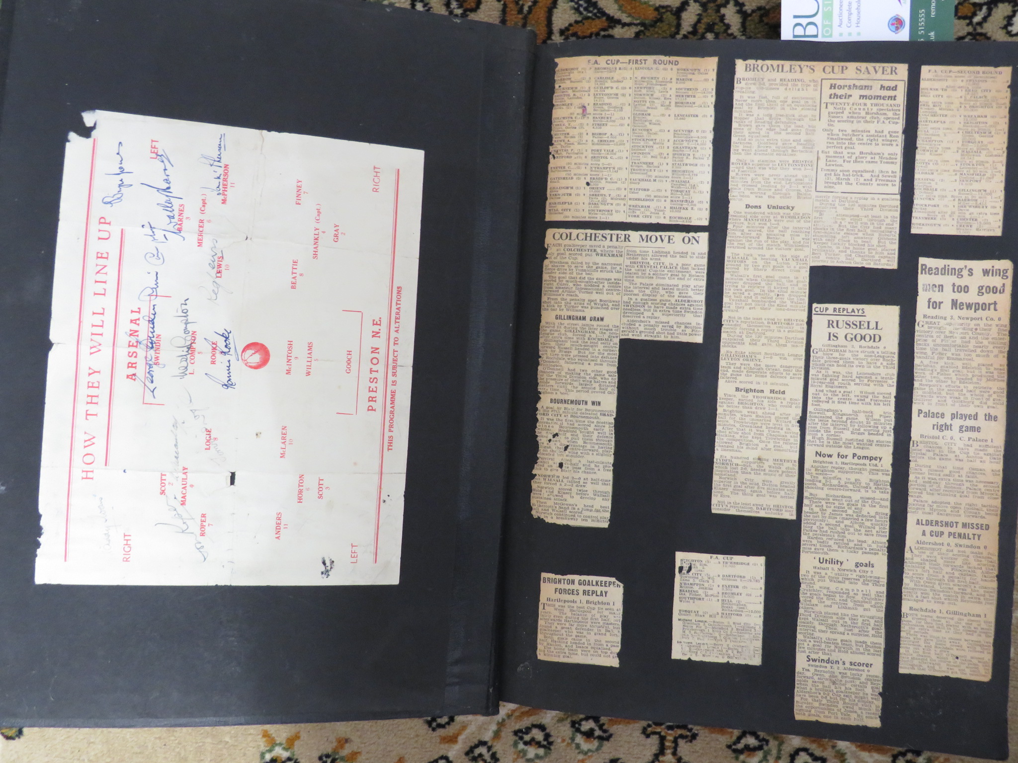 A SCRAPBOOK WITH FOOTBALL RELATED NEWSPAPER CUTTINGS MAINLY FROM THE 1940S AND PASTED WITH AN - Image 2 of 5